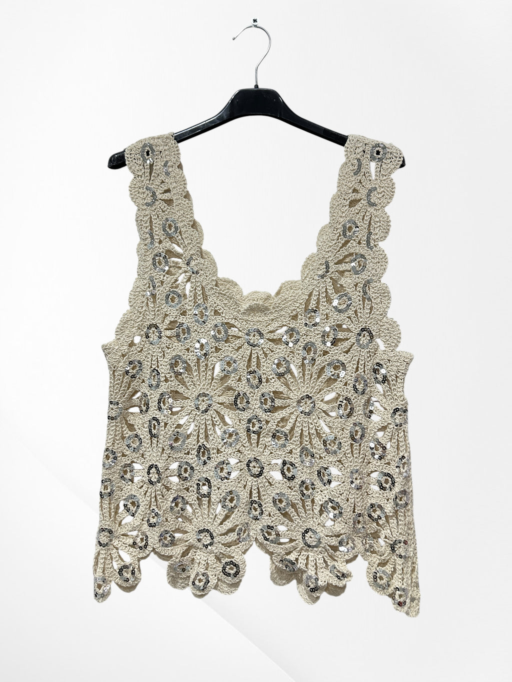Top crochet coton strass