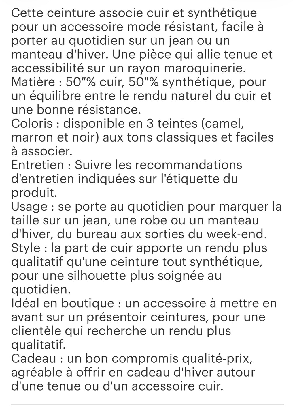 Ceinture cloutée cuir et synthétique