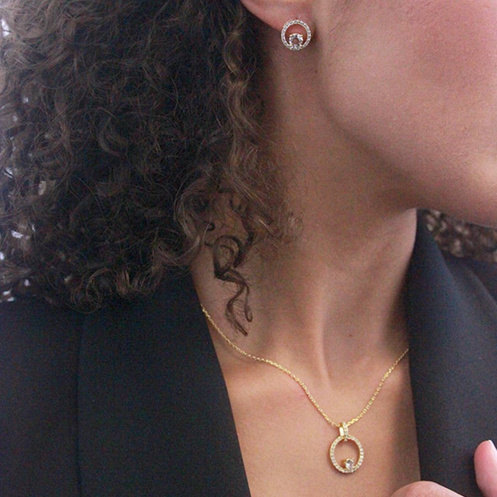 Pendentif Amory - Doré Et Cristal