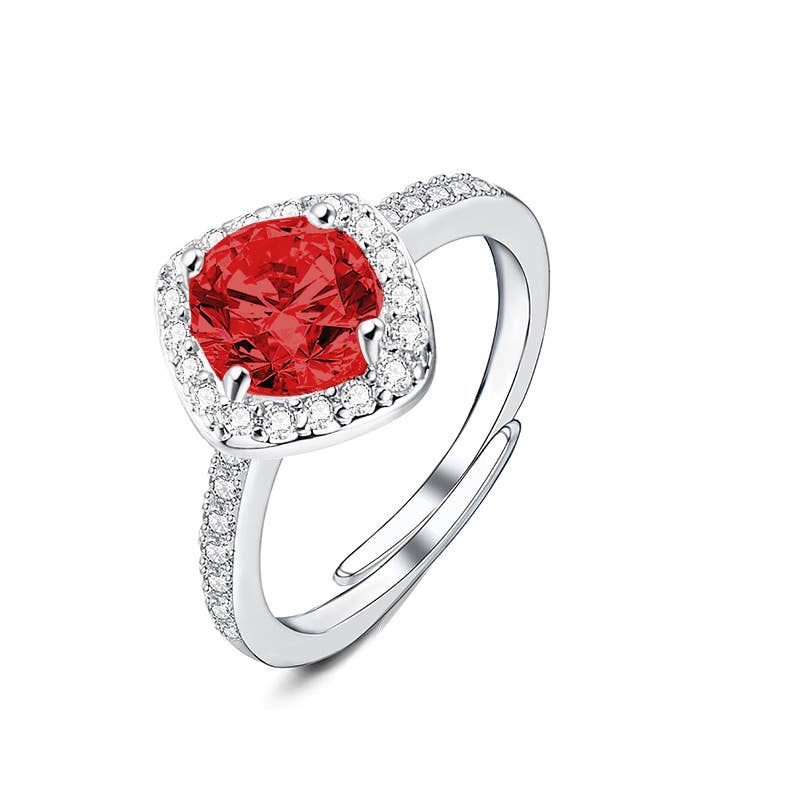 Bague ajustable avec zircon carré - L'autre mode