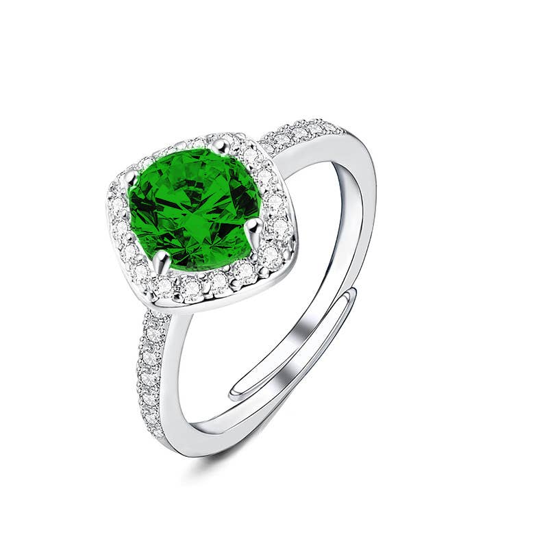 Bague ajustable avec zircon carré - L'autre mode