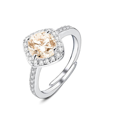 Bague ajustable avec zircon carré - L'autre mode