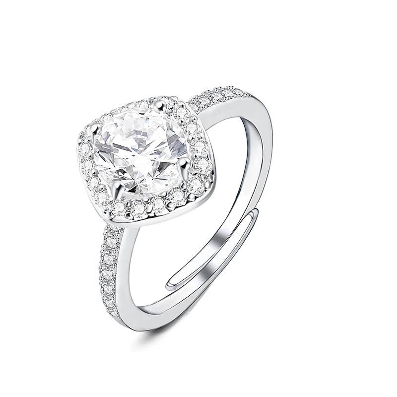 Bague ajustable avec zircon carré - L'autre mode