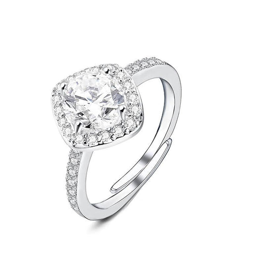 Bague ajustable avec zircon carré - L'autre mode