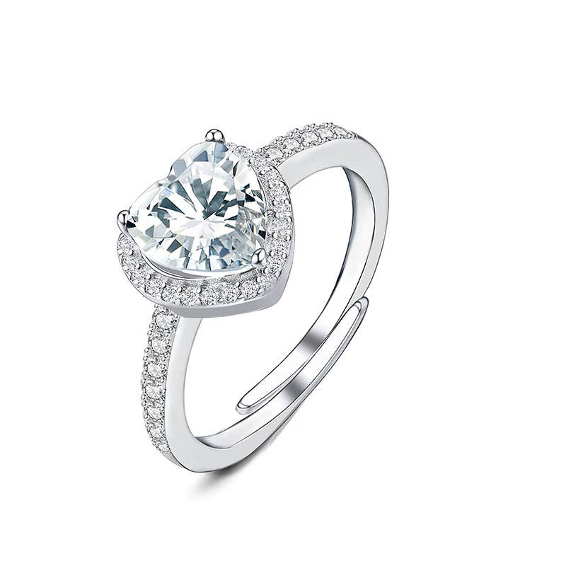Bague ajustable avec zircon cœur - L'autre mode