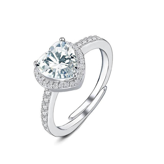 Bague ajustable avec zircon cœur - L'autre mode