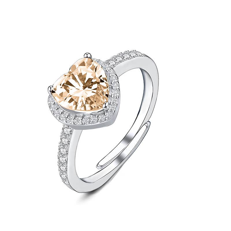 Bague ajustable avec zircon cœur - L'autre mode