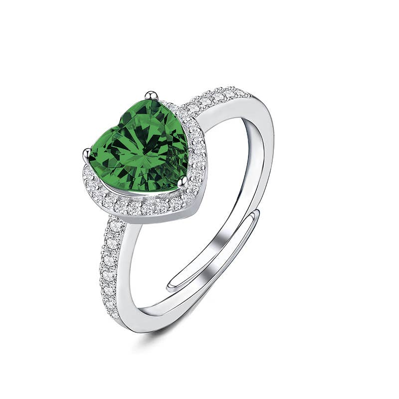 Bague ajustable avec zircon cœur - L'autre mode