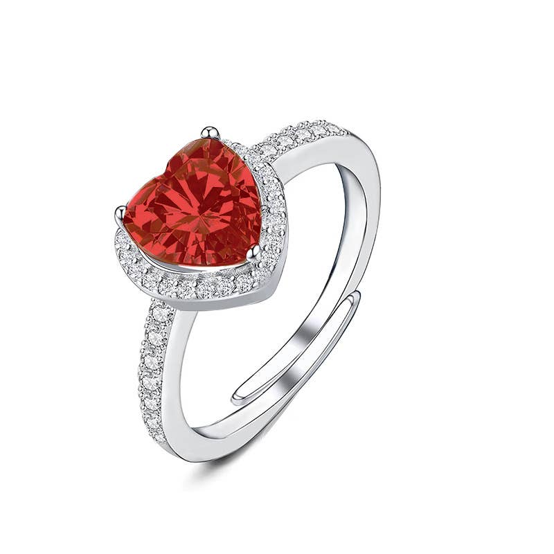 Bague ajustable avec zircon cœur - L'autre mode