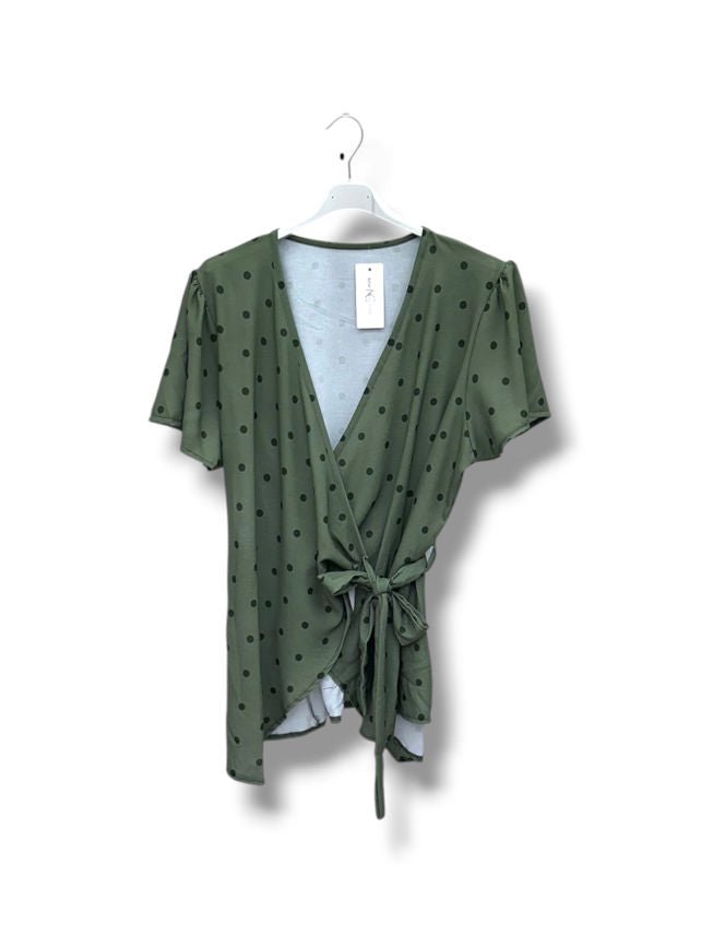 Blouse cache cœur nouée à pois - L'autre mode