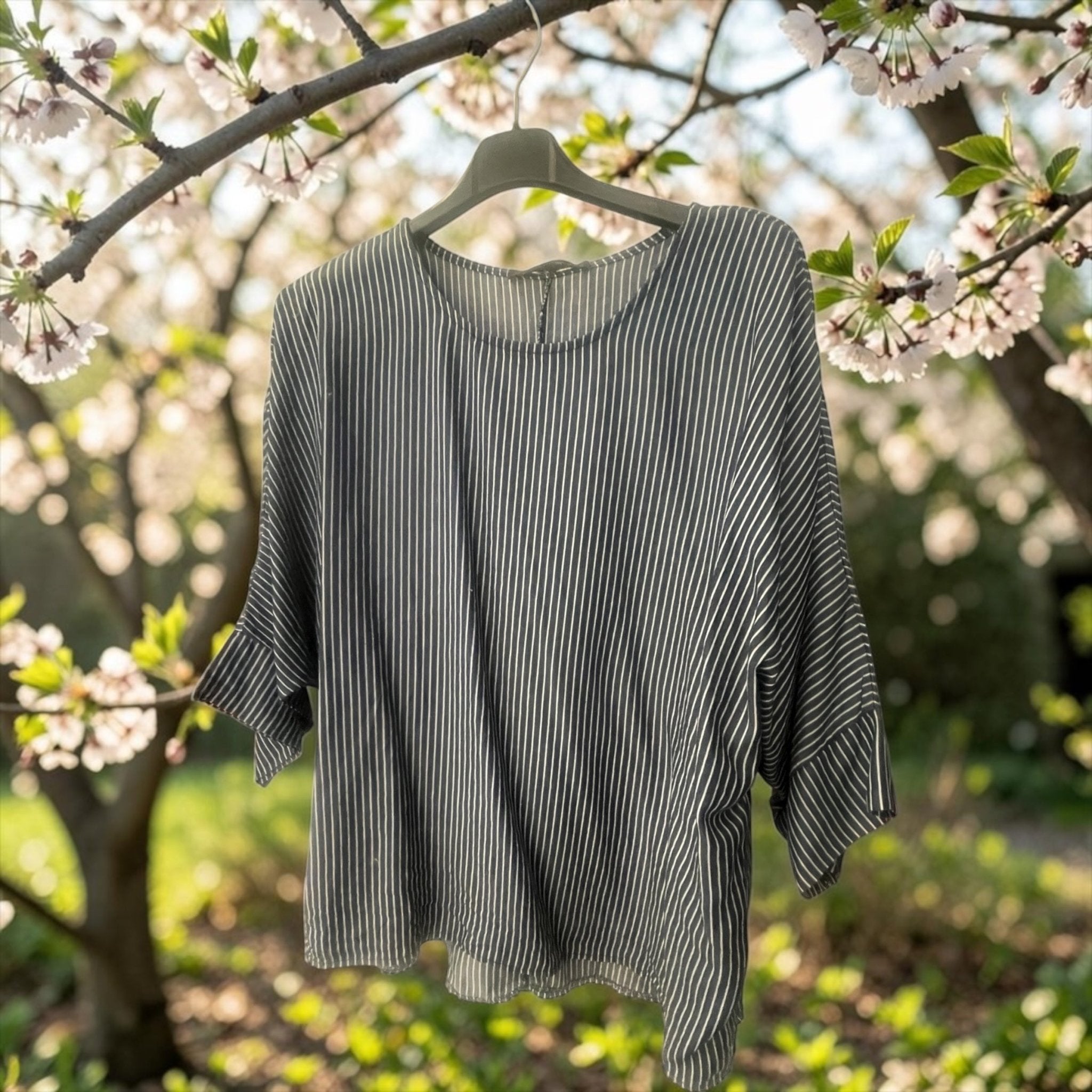 blouse courte rayures coton - L'autre mode