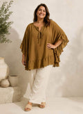 Blouse Poncho uni gaz de coton - L'autre mode