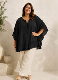 Blouse Poncho uni gaz de coton - L'autre mode