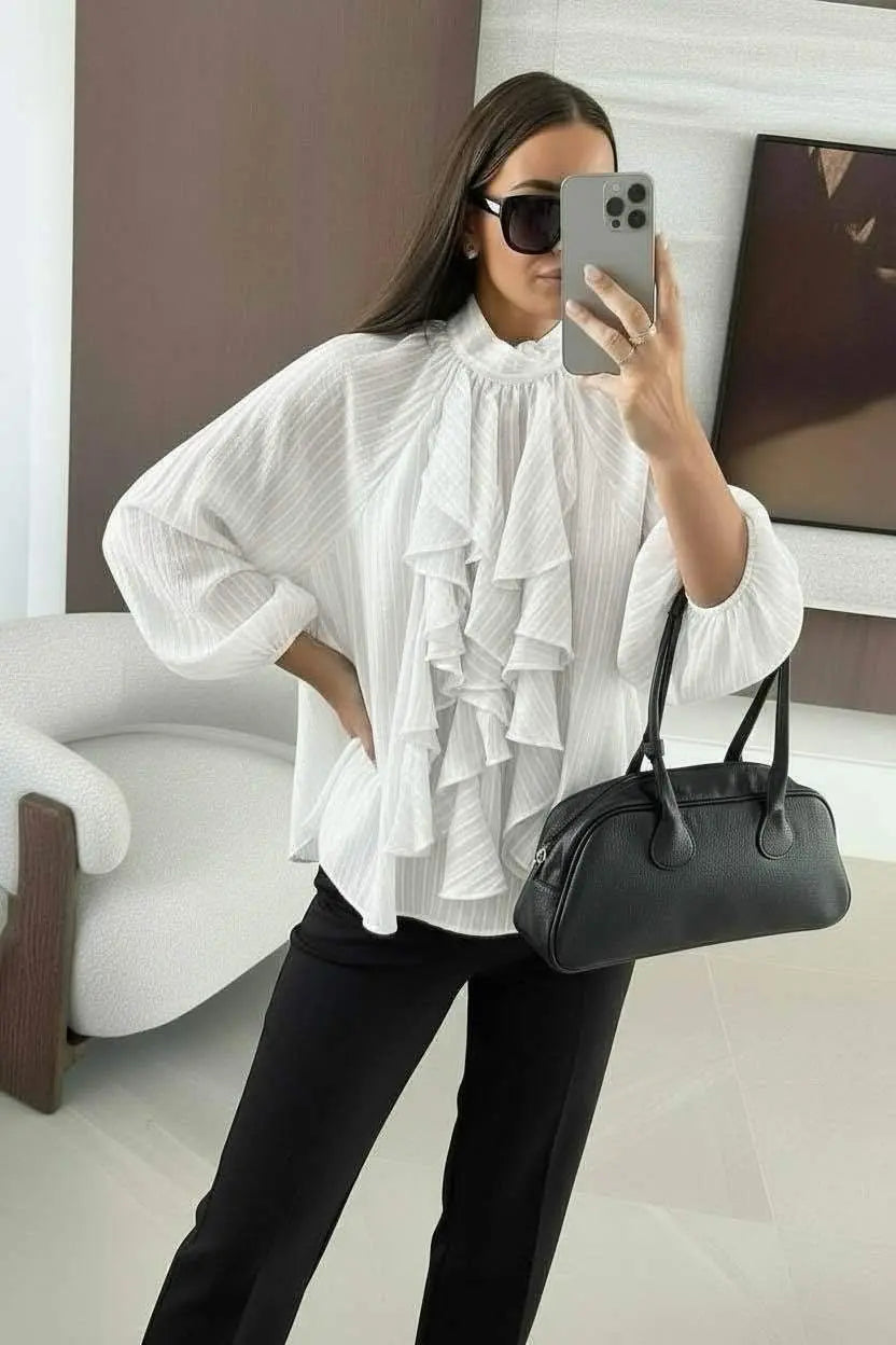 blouse tencel à rayure effet jabot - L'autre mode