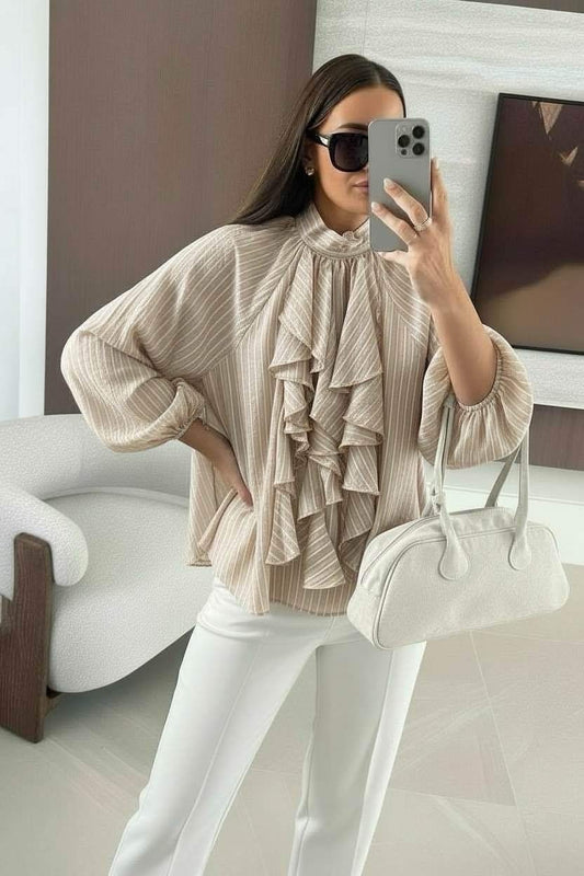 blouse tencel à rayure effet jabot - L'autre mode