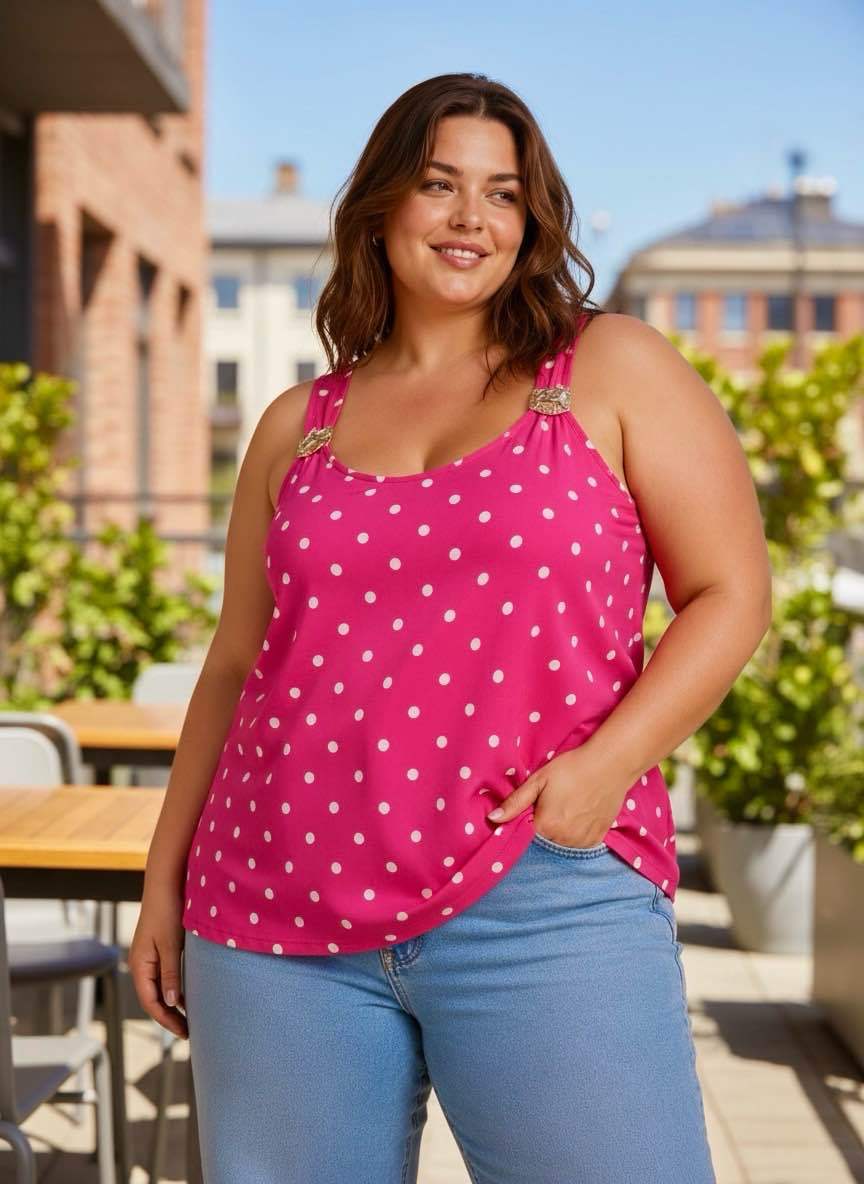 blouse top petit pois détail doré - L'autre mode