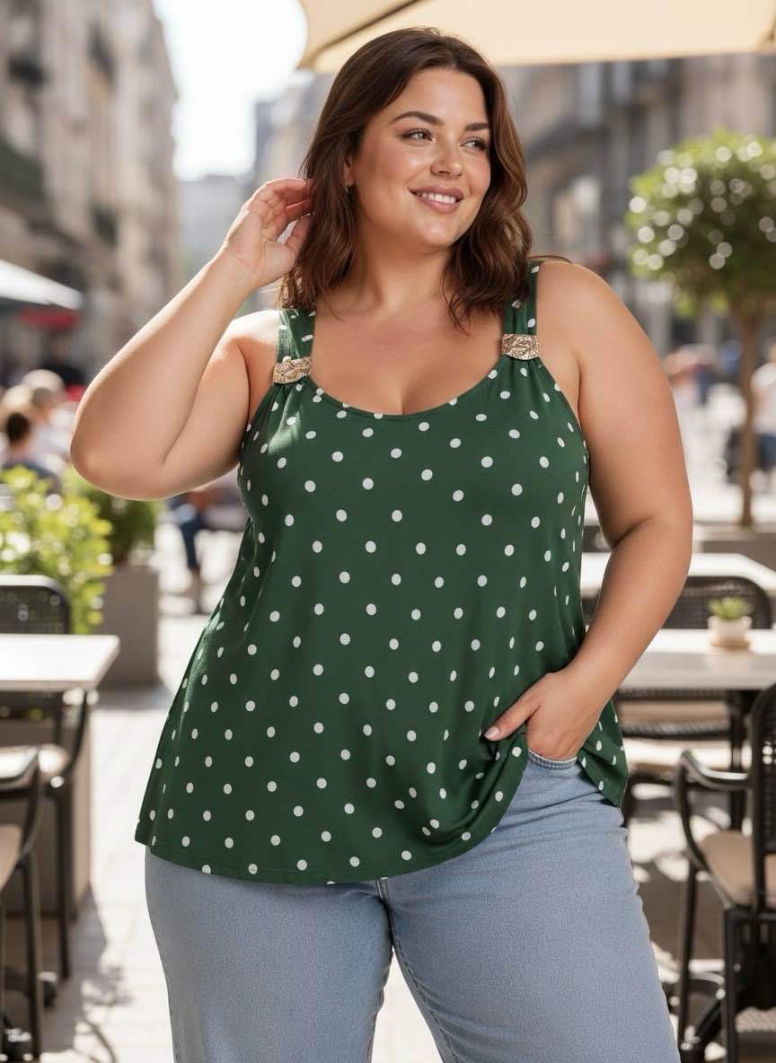 blouse top petit pois détail doré - L'autre mode
