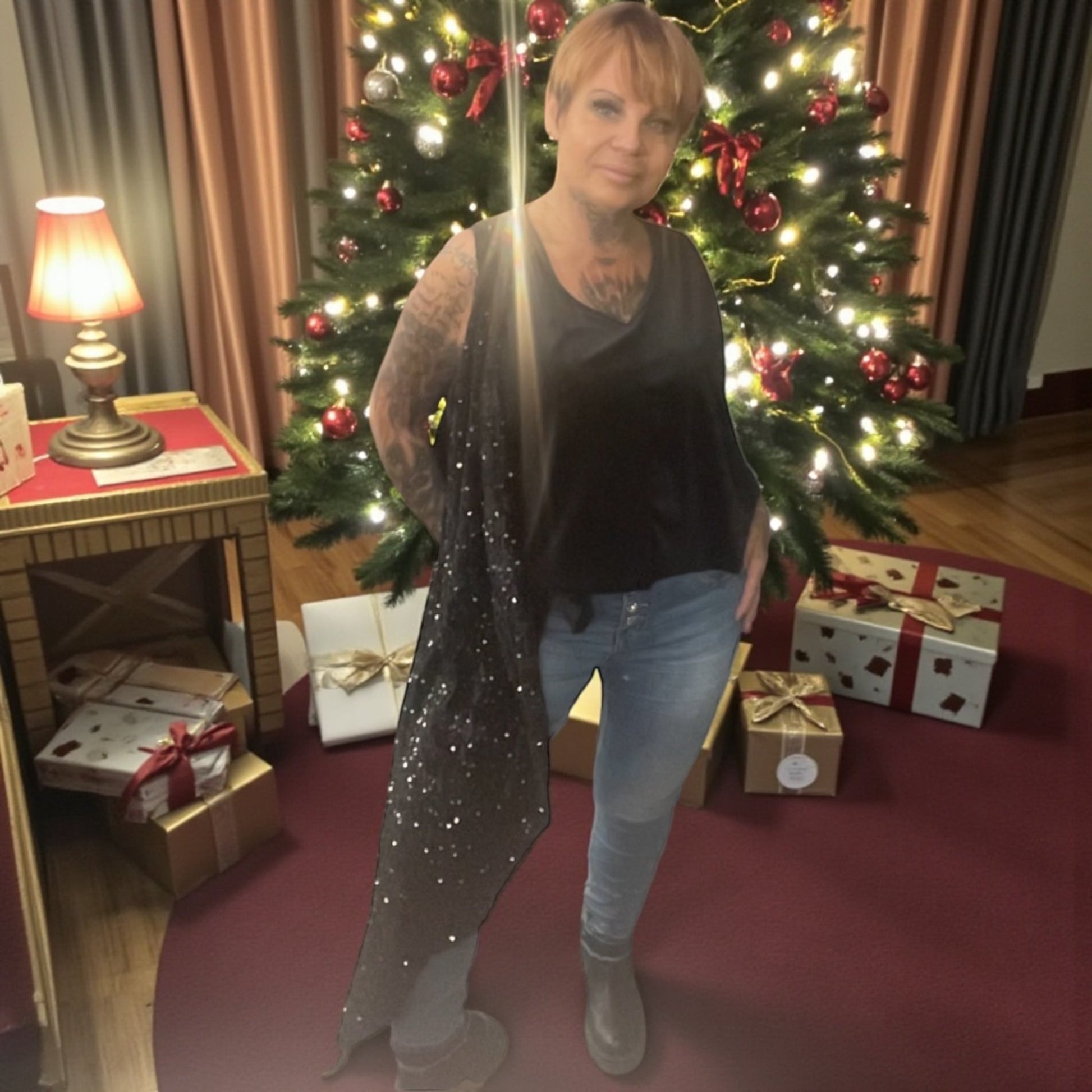 Blouse velours et sequins asymétrique - L'autre mode