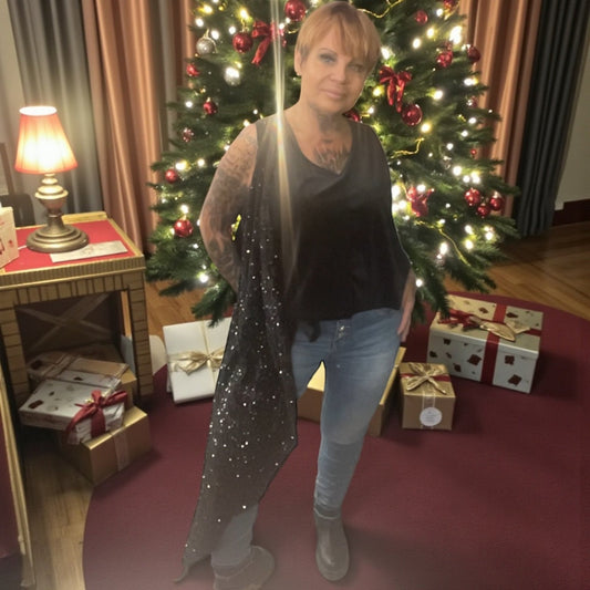 Blouse velours et sequins asymétrique - L'autre mode