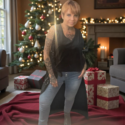 Blouse velours et sequins asymétrique - L'autre mode