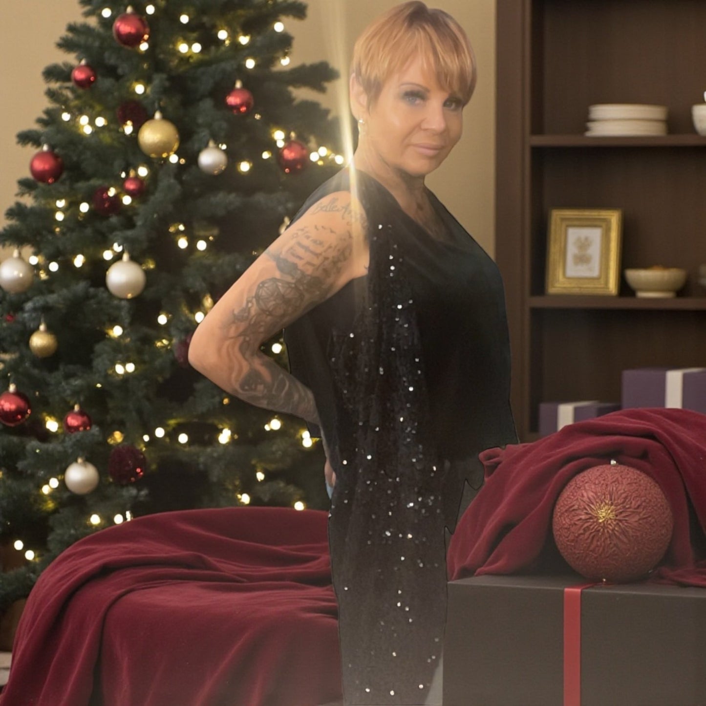 Blouse velours et sequins asymétrique - L'autre mode