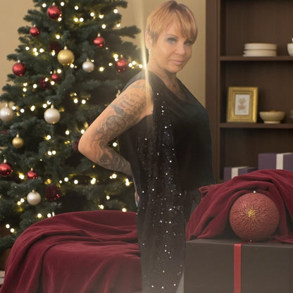 Blouse velours et sequins asymétrique - L'autre mode