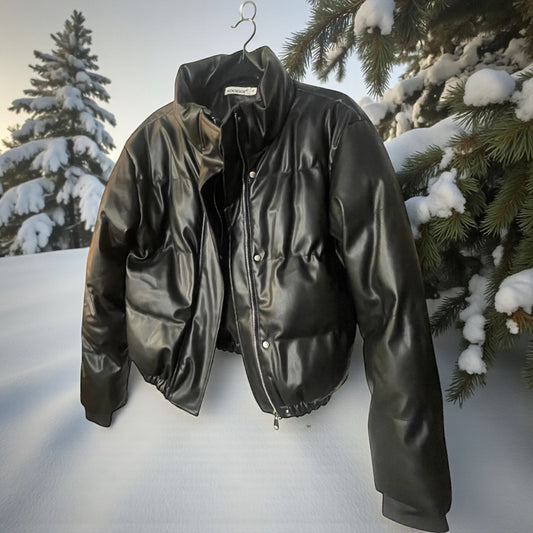 blouson doudoune simili cuir - L'autre mode