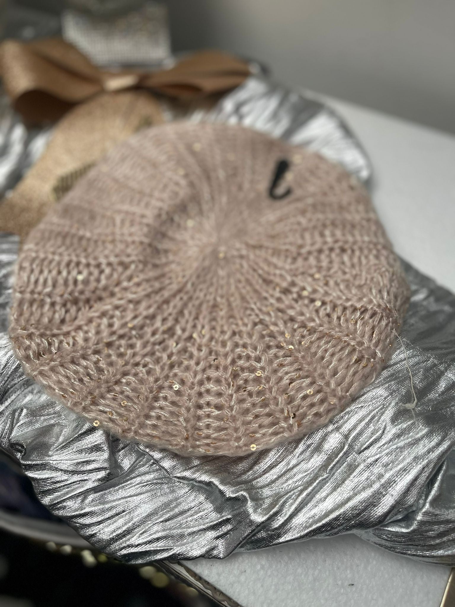 BONNET BÉRET TRICOT SEQUINS - L'autre mode