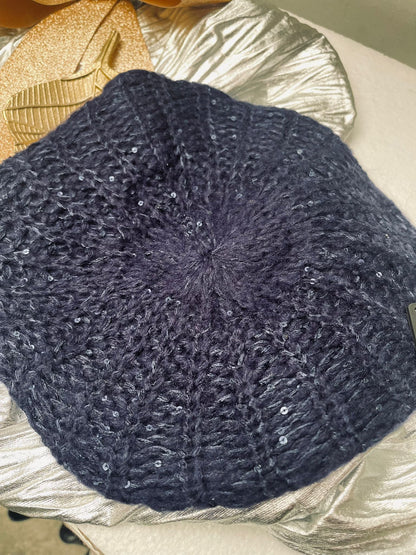 BONNET BÉRET TRICOT SEQUINS - L'autre mode