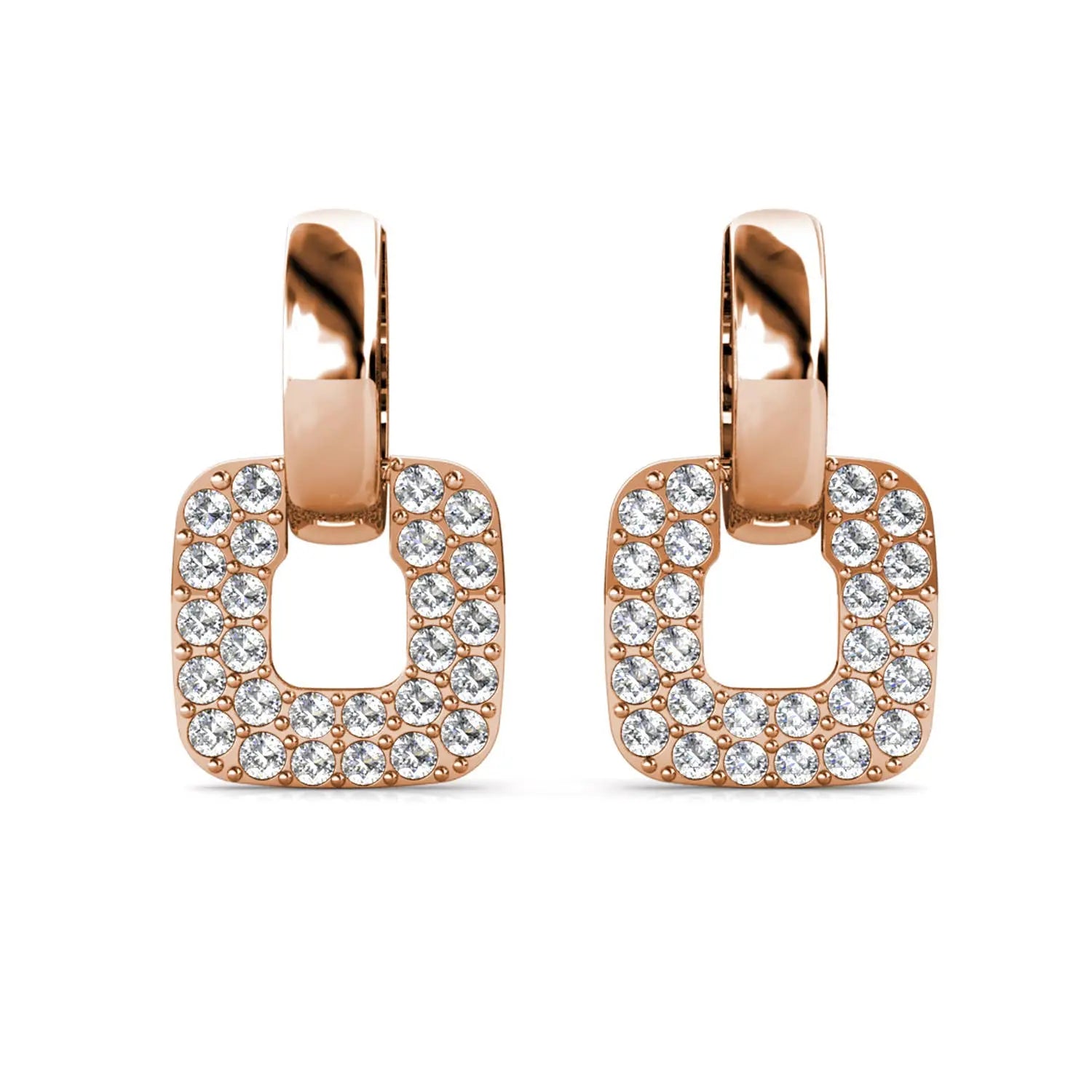 Boucles D'oreilles Classic Square - Or Rosé Et Cristal - L'autre mode