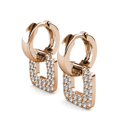 Boucles D'oreilles Classic Square - Or Rosé Et Cristal - L'autre mode