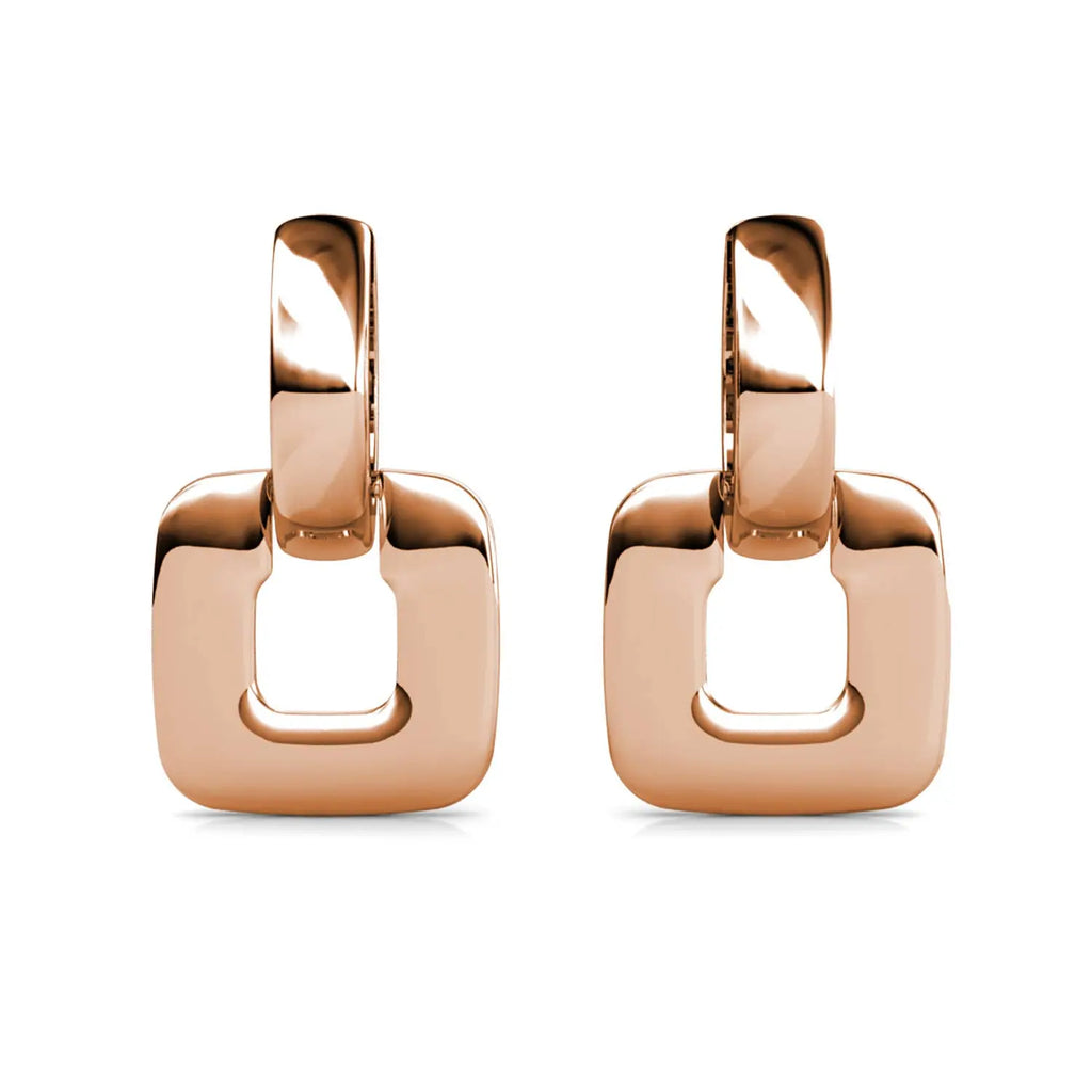 Boucles D'oreilles Classic Square - Or Rosé Et Cristal - L'autre mode