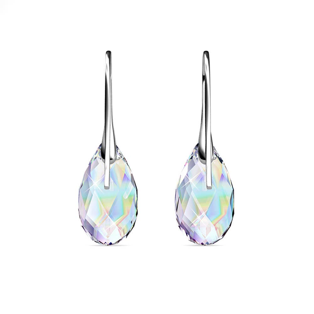 Boucles D'oreilles Teardrop Hook - Argenté Et Blanc Brillant - L'autre mode