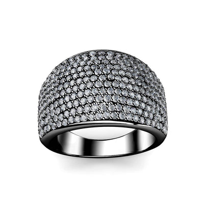 Bague Glamour Metal - Argenté Et Gris Anthracite