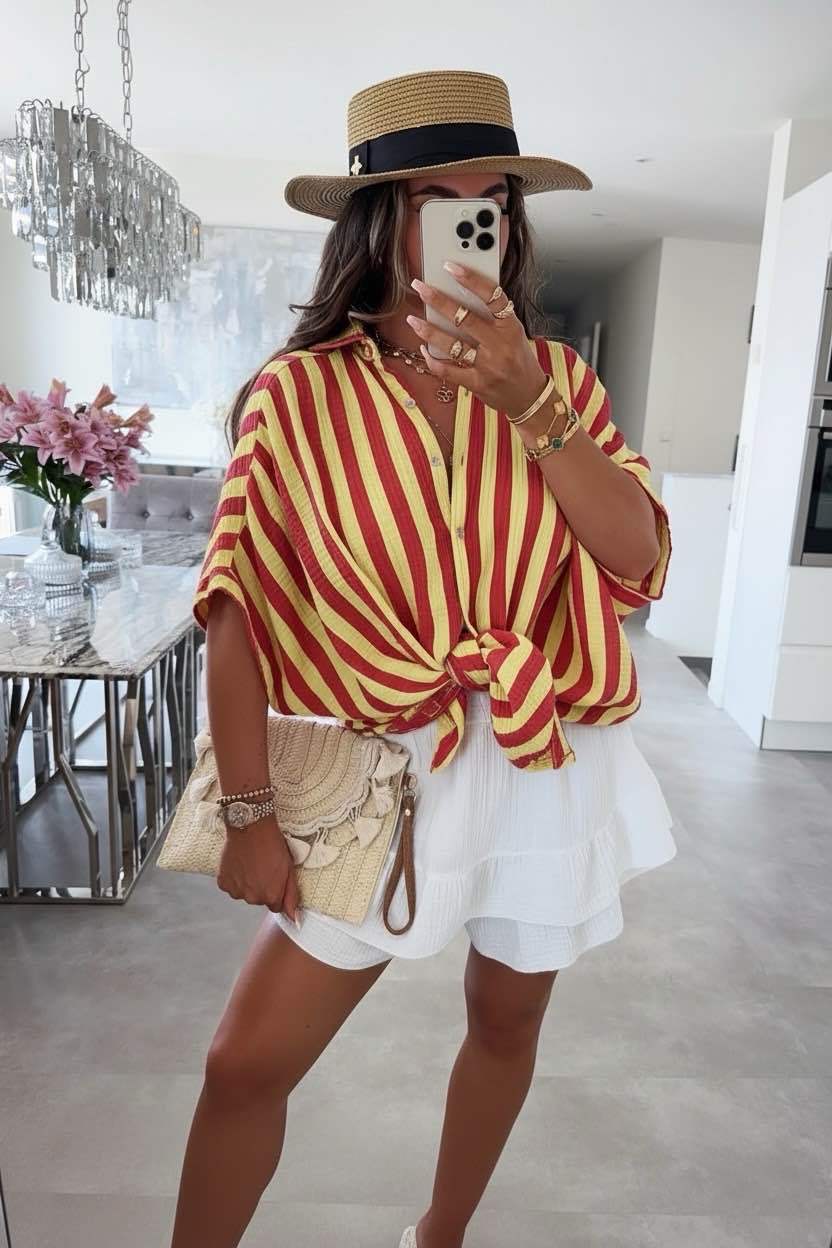 Chemise Gaze De Coton À Rayures - L'autre mode