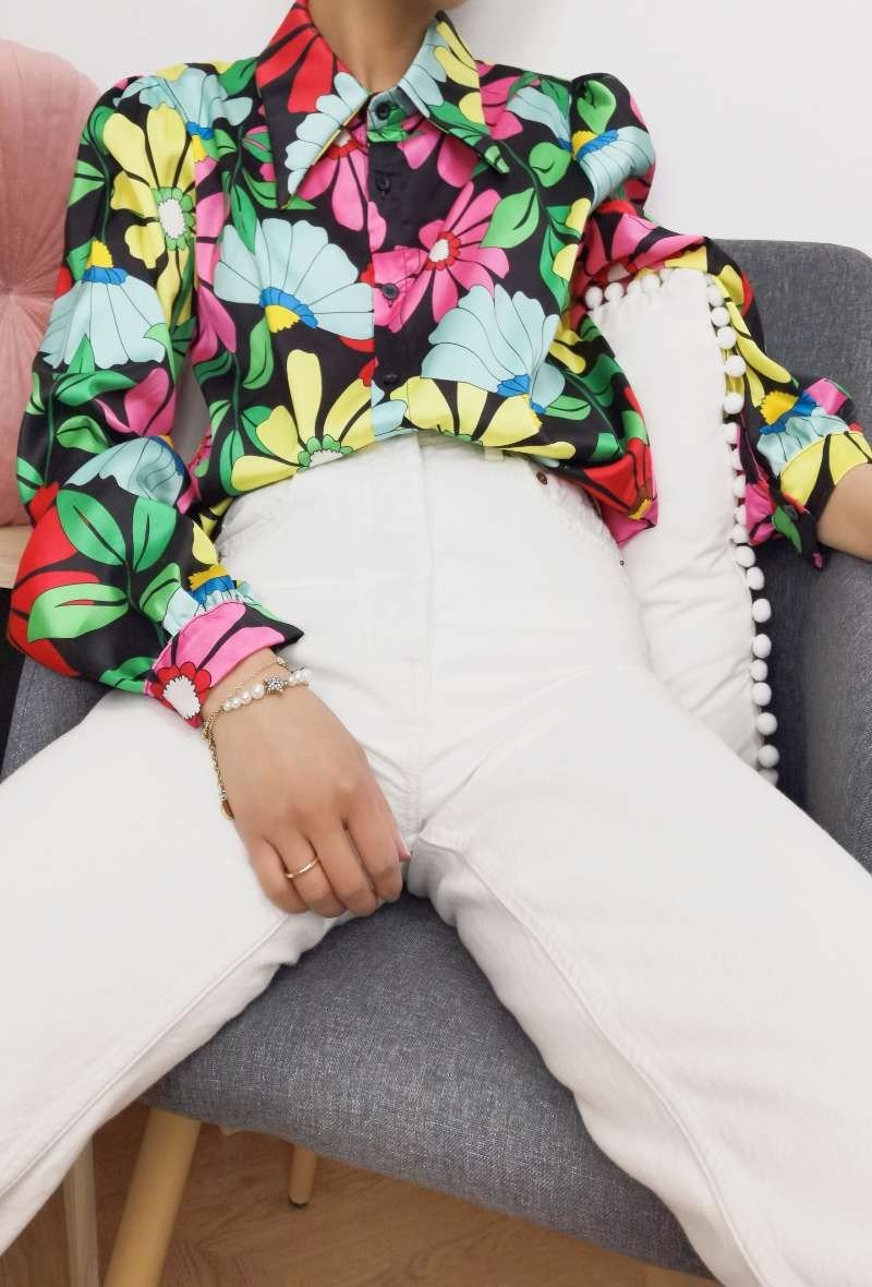 CHEMISE IMPRIMÉE SATINÉE - L'autre mode