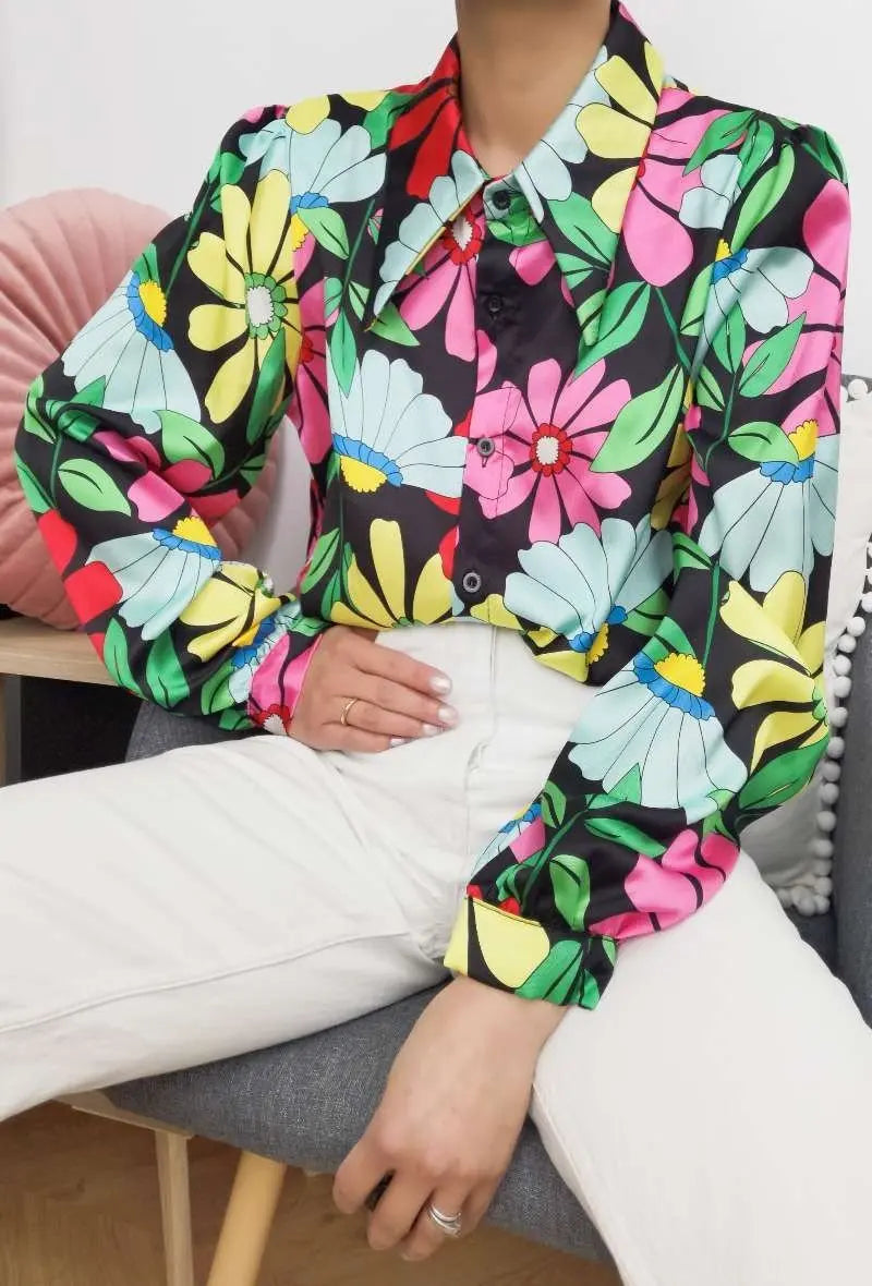 CHEMISE IMPRIMÉE SATINÉE - L'autre mode