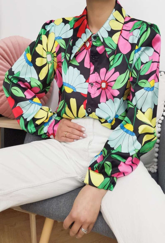 CHEMISE IMPRIMÉE SATINÉE - L'autre mode