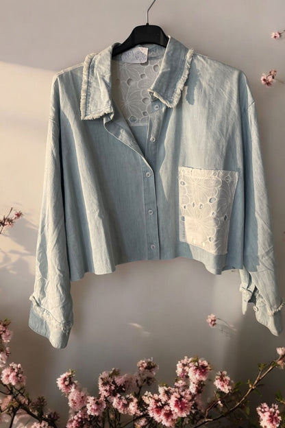 chemise jeans et broderie - L'autre mode