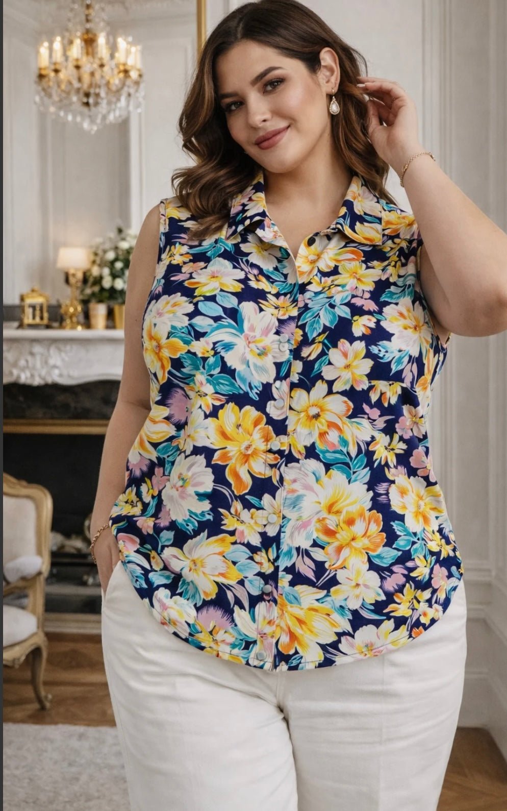 Chemise sans manche fleurie fluide et casual - L'autre mode
