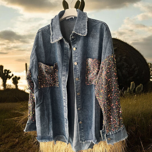 chemise veste longue jeans and light - L'autre mode