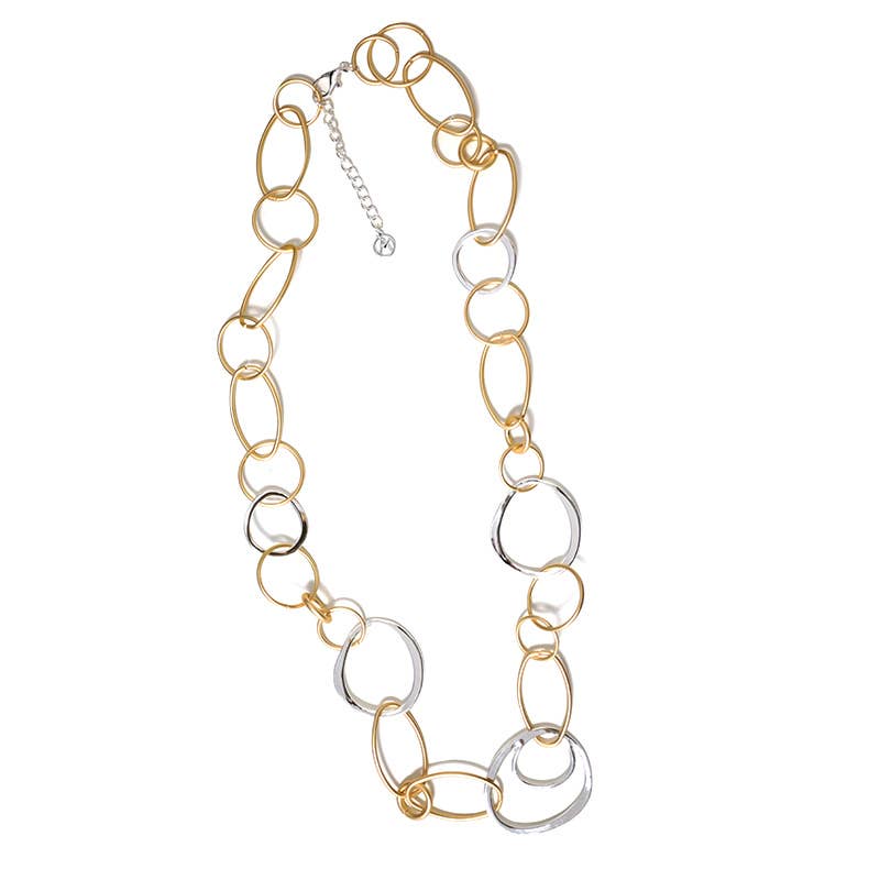 COLLIER LONG CHAÎNE À MAILLES RONDES ET OVALES - L'autre mode