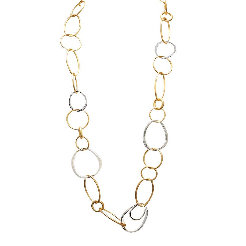 COLLIER LONG CHAÎNE À MAILLES RONDES ET OVALES - L'autre mode