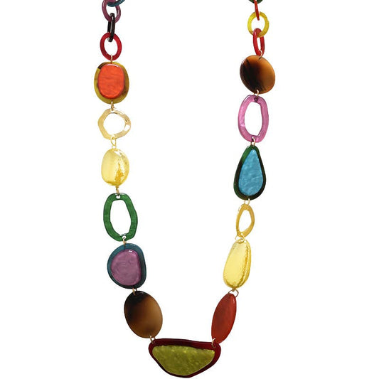 COLLIER LONG GÉOMÉTRIQUE EN RÉSINE - L'autre mode