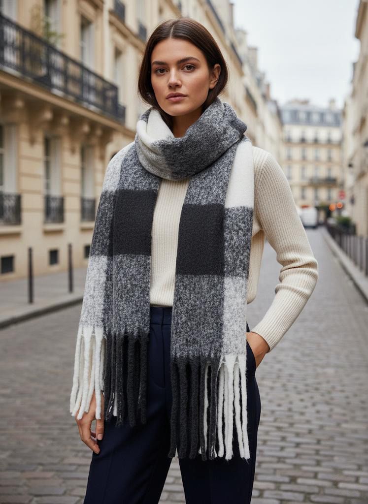 echarpe carreaux chaude - L'autre mode