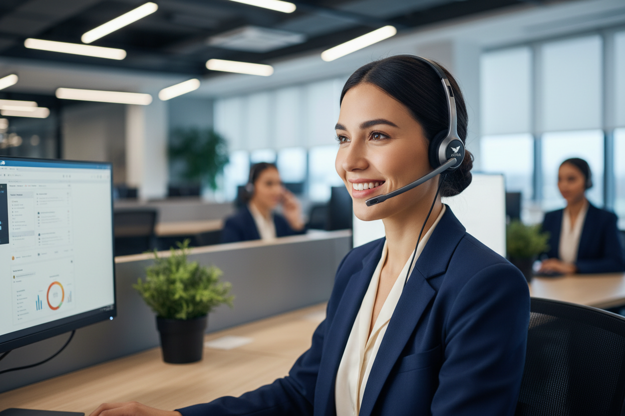 fait moi plutot une personne dans un call center avec une oreillette