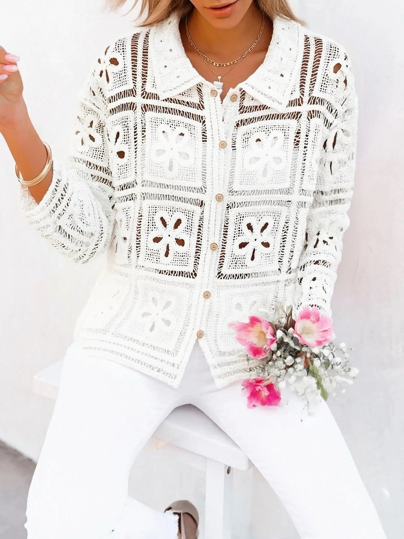 Gilet chemise crochet - L'autre mode