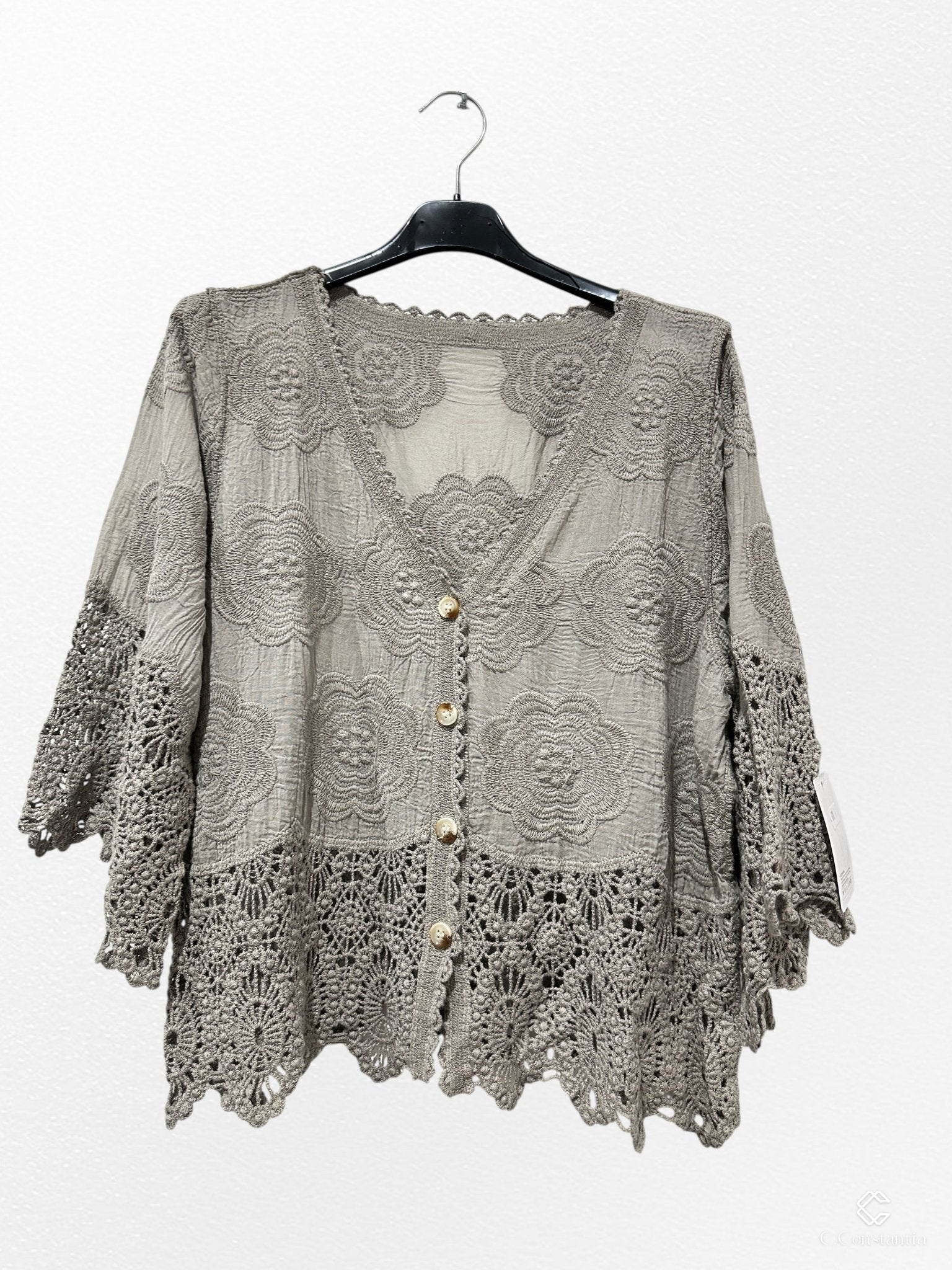 Gilet court coton dentelle - L'autre mode