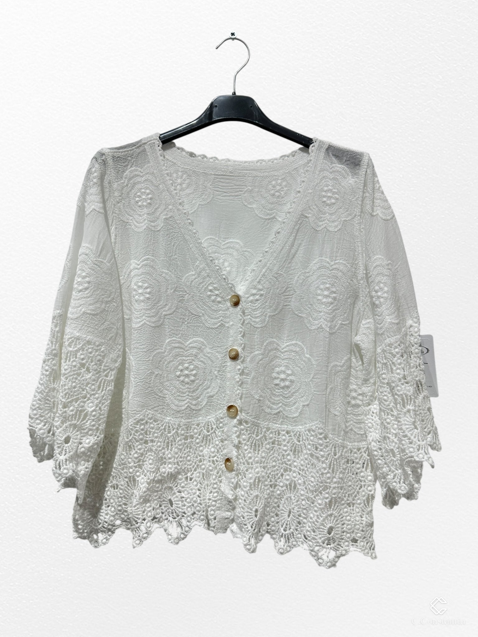 Gilet court coton dentelle - L'autre mode