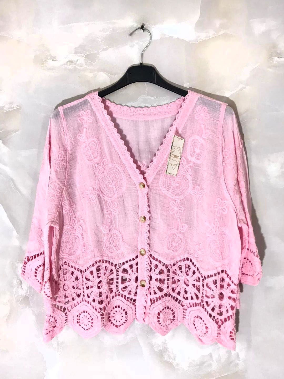 Gilet court coton dentelle - L'autre mode